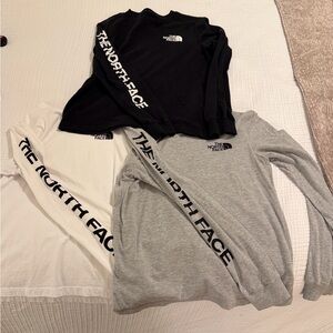 The North Face Black, White, and Gray Long Sleeve Tees